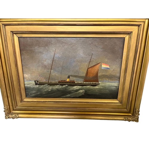 488 - A quantity of C19th and C20th pictures of shipping interest, to include a gilt framed oil on board, ... 