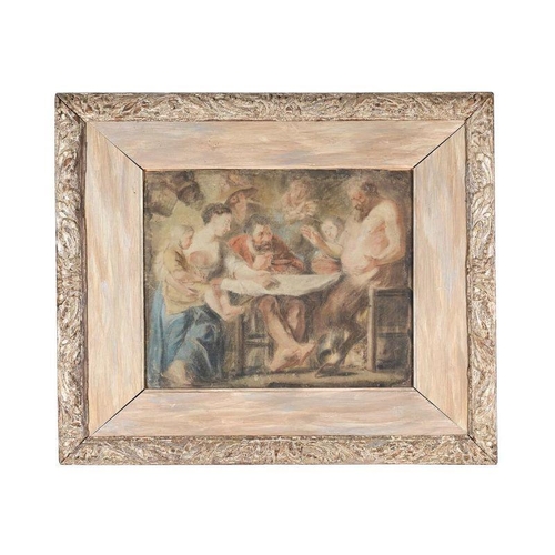 510 - AFTER JACOB JORDAENS THE SATYR AND THE PEASANT FAMILY Pastel on paper laid down to card 41 x 52cm (1... 