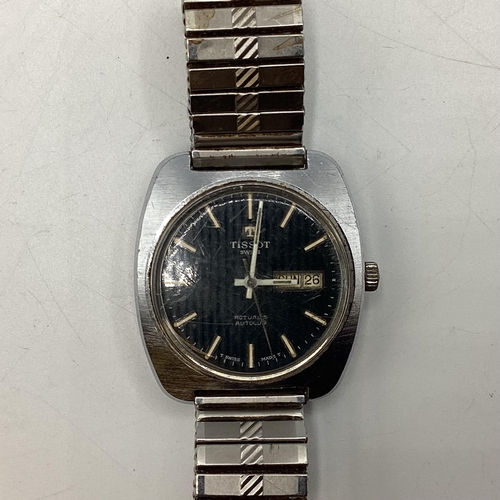 7 - A Vintage Tissot Actualis Autolub. Stainless steel 38mm case, Black face with silver batons and date... 