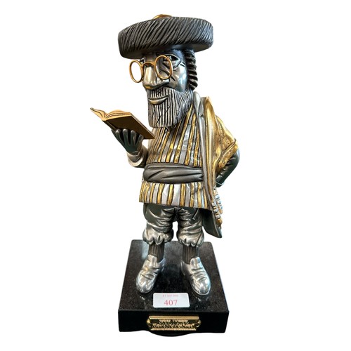 407 - Frank Meisler (1929-2018) 'Rabbi Alter'. Mixed metal with etched signature 318/1600. on square base.... 