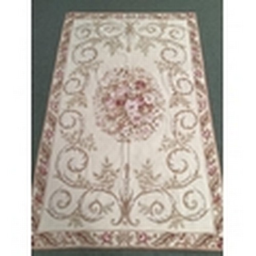 703 - Two rugs: Tapestry style rug, beige with brown borders and centred  flower medallion 150cm x 242 cm;... 