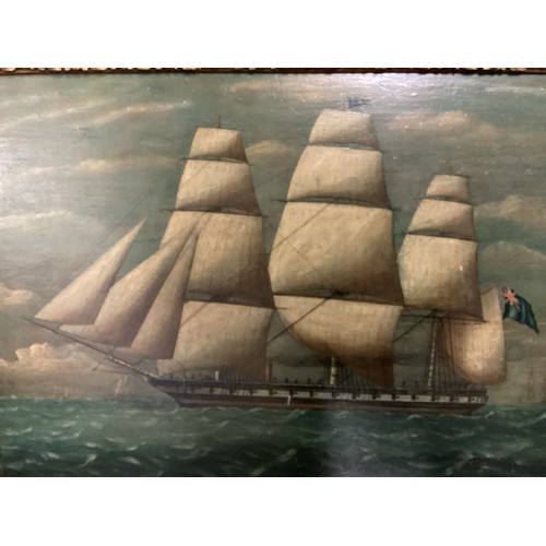 488 - A quantity of C19th and C20th pictures of shipping interest, to include a gilt framed oil on board, ... 