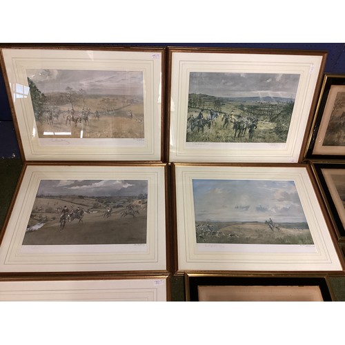 502 - A set of gilt framed and glazed Lionel Edwards hunting prints, 35.5 x 49cm, The Warwickshire, Bicest... 