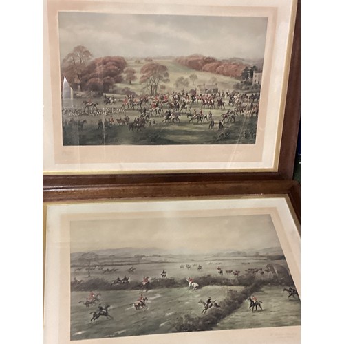 482 - A set of 4 oak and gilt framed and glazed hunting prints, signed lower left  GA Giles, in pencil, 63... 