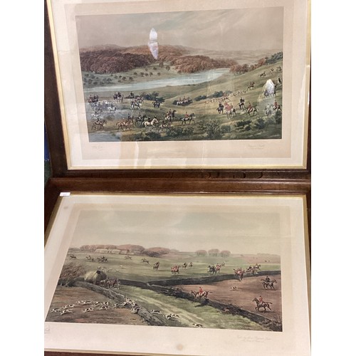 482 - A set of 4 oak and gilt framed and glazed hunting prints, signed lower left  GA Giles, in pencil, 63... 