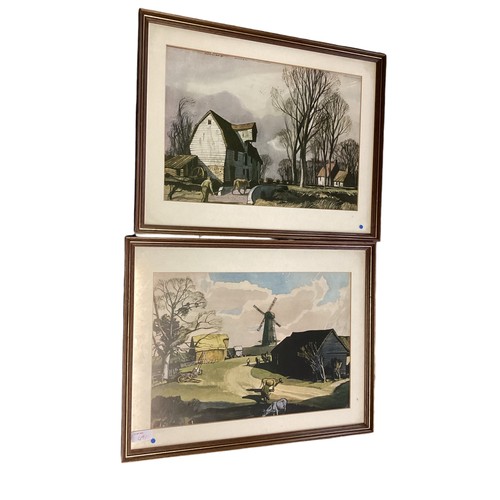 491 - A quantity of decorative pictures and prints, including Roland Hilson 1930s Agricultural scenes, and... 