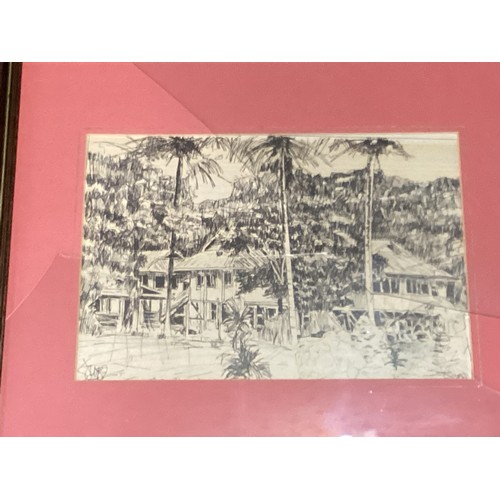 499 - A set of framed and glazed pictures, of Brunei scenes, some signed and initialled RBYC, 23 x 28cm, s... 