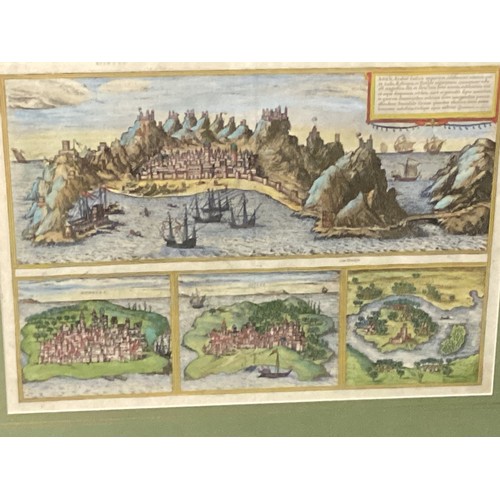 515 - A quantity of framed decorative colour maps, to include Germany, Aden, Venetia and a signed in penci... 