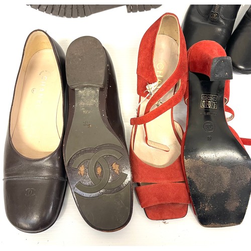 257 - Four pairs of CHANEL boots and shoes in used condition, see images, part of the Jackie O'Halloran co... 