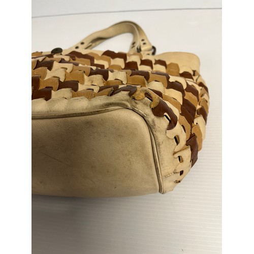 263 - 5 leather handbags. PRADA tan leather shoulder, slight wear and couple of stains. BALENCIGA Paris 22... 