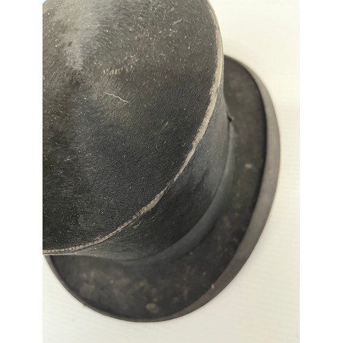 261 - A Gentleman's black Top Hat, stamped to interior, Gieves Ltd, 21 Old Bond Street, Lonson etc, (some ... 