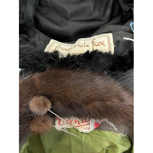 289 - A quantity of vintage mainly fur hats and scarves and collars,  all in used condition, including VER... 