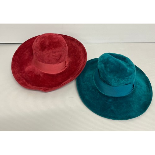 286 - Five vintage coloured fur felt Trilby hats, Herbert Johnson. in used condition