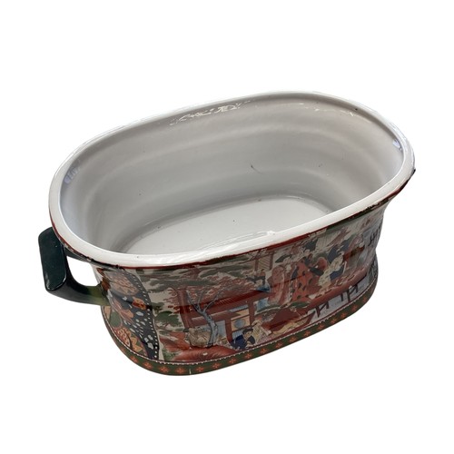 355 - A two handled china footbath with the Chinese Famille rose pattern; and a Chinese two handled porcel... 