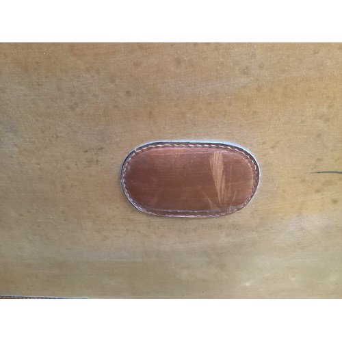 177 - Luggage: A large brown leather and canvas travel cabin trunk with fitted interior and keys, 90cm Wid... 