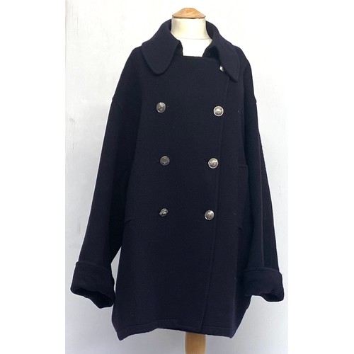 298 - HERMES, Paris, navy coat, 100 percent cashmere, with monogrammed buttons, Condition used and minor w... 