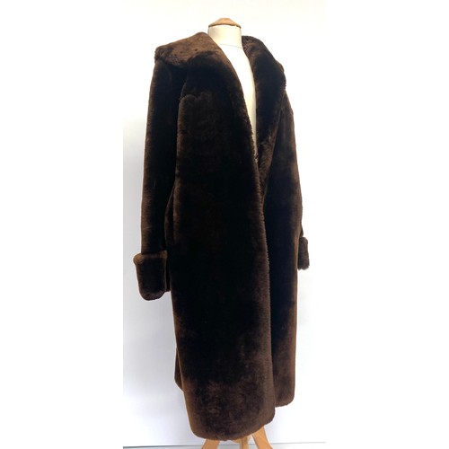 305 - Brown fur coat, label TESCAN