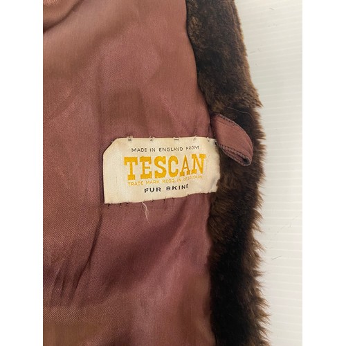 305 - Brown fur coat, label TESCAN