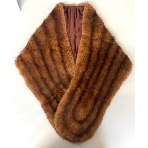 306 - A vintage two tone brown fur coat labelled J Bryer Harrogate, along with a two tone brown fur stole,... 