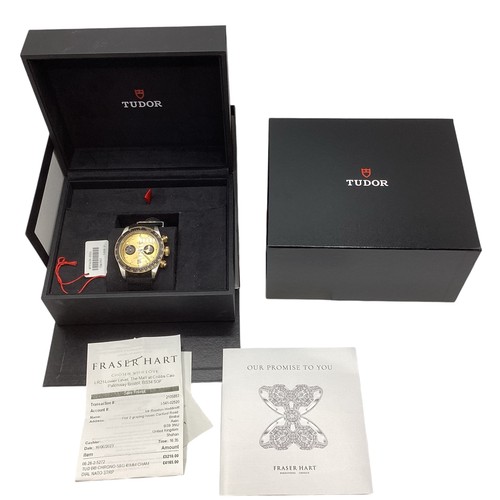 1 - A Tudor Rolex Black Bay Chronometer , 41mm champagne dial with two black subsidiary dials on a black... 