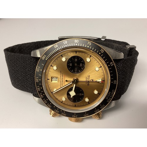 1 - A Tudor Rolex Black Bay Chronometer , 41mm champagne dial with two black subsidiary dials on a black... 