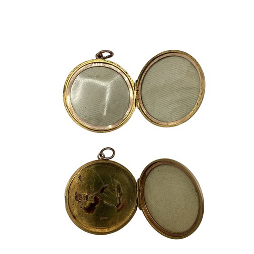 131 - A collection of gold items . Two 9ct regimental lockets, 14ct gold earrings , ear studs and yellow m... 