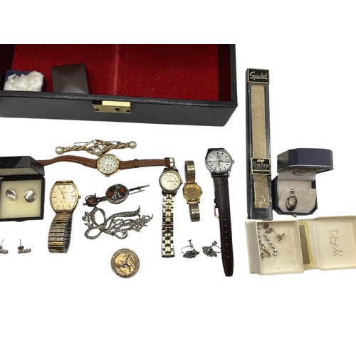 133 - A collection of sterling silver white metal, and costume jewellery and fashion watches , contained w... 