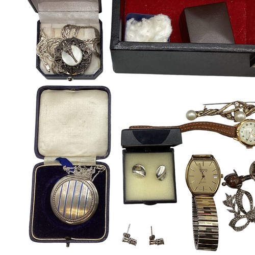 133 - A collection of sterling silver white metal, and costume jewellery and fashion watches , contained w... 