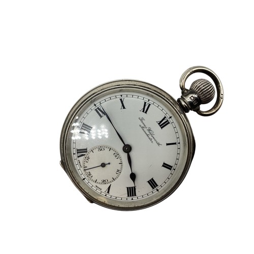 138 - A sterling silver pocket watch together with a sterling silver vesta case.