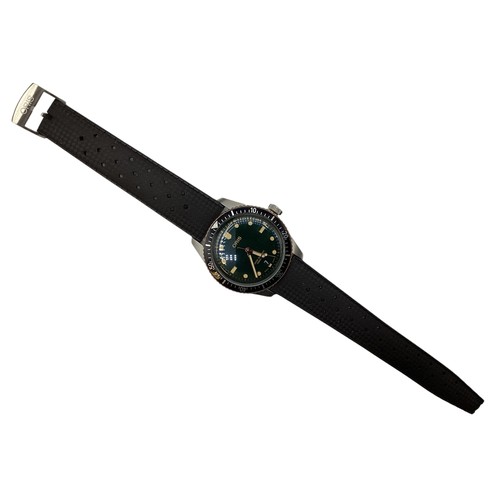 123 - Oris. A Gentleman's Wristwatch. Bronzed and black enamel bezel. Green 30mm face. Original box, outer... 