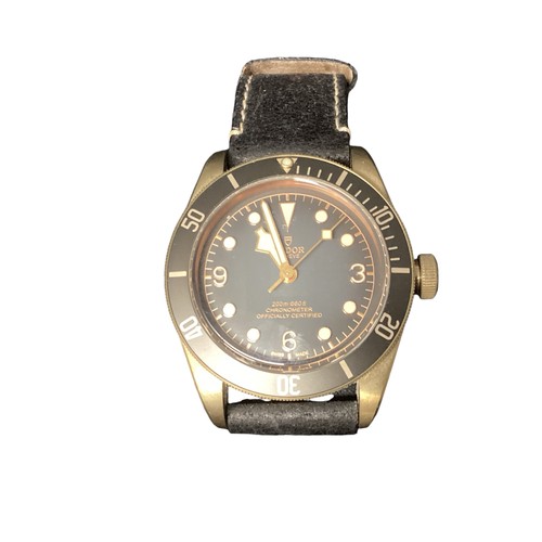 2 - Tudor Rolex, Chronometer Black Bay, Bronzed gents wristwatch with black enamel dial. 43mm case on le... 