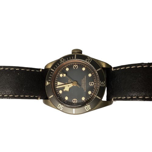 2 - Tudor Rolex, Chronometer Black Bay, Bronzed gents wristwatch with black enamel dial. 43mm case on le... 