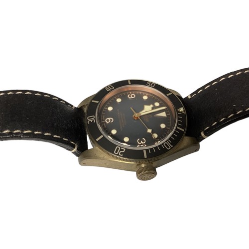 2 - Tudor Rolex, Chronometer Black Bay, Bronzed gents wristwatch with black enamel dial. 43mm case on le... 