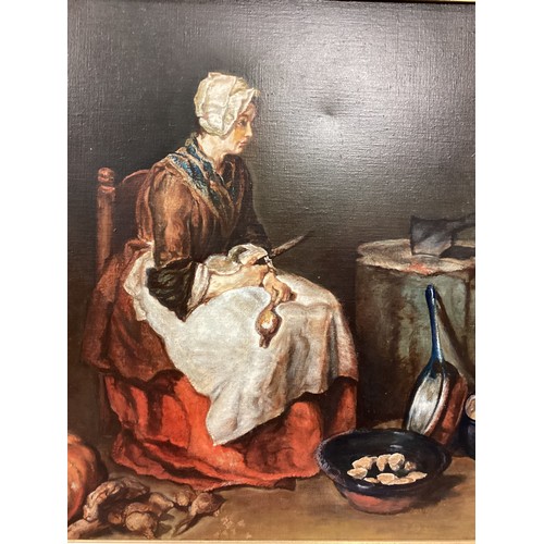 474 - After Jean Batiste Simeon Chardin(1699-1779). The Kitchen maid. Oil on Canvas. 53cm x 45cm.