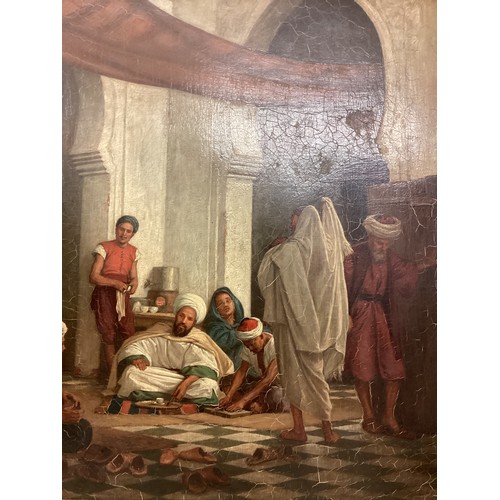 472 - John Evan Hodgson RA.(1831-1895)Oil on Canvas.  Interior Arab scene. Initialed JEH lower right. In a... 