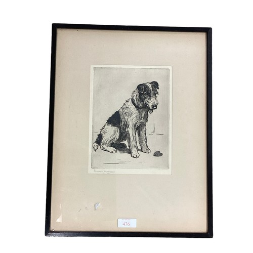 476 - Two framed and glazed prints of terrier dogs, signed in pencil Marion Harvey (Marion Rodger Hamilton... 