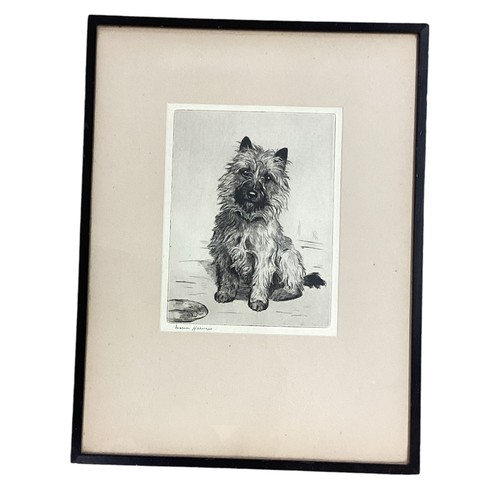 476 - Two framed and glazed prints of terrier dogs, signed in pencil Marion Harvey (Marion Rodger Hamilton... 