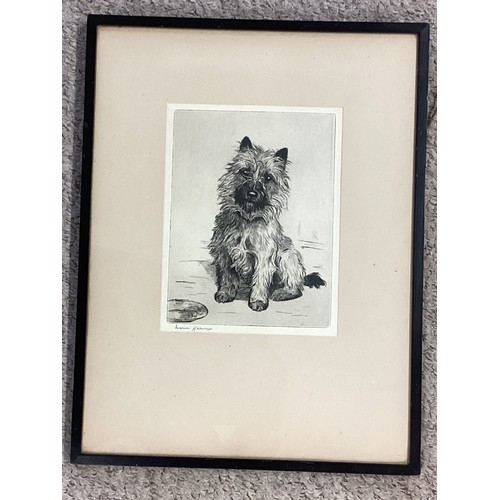 476 - Two framed and glazed prints of terrier dogs, signed in pencil Marion Harvey (Marion Rodger Hamilton... 