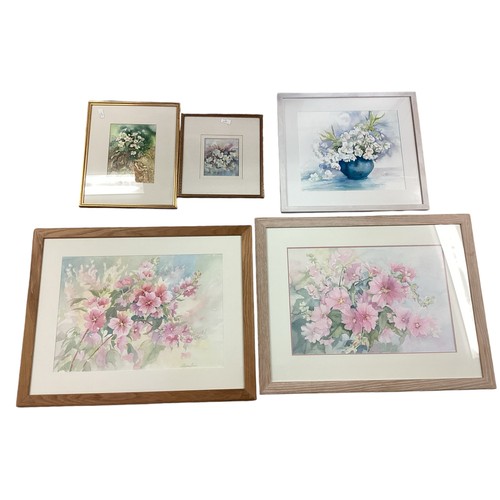 475 - A collection of floral watercolours and prints.