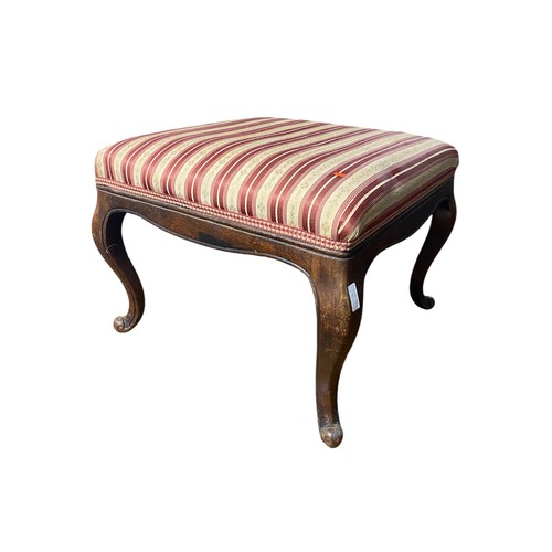 582 - Victorian mahogany serpentine stool, and three other stools and a mahogany commode stool