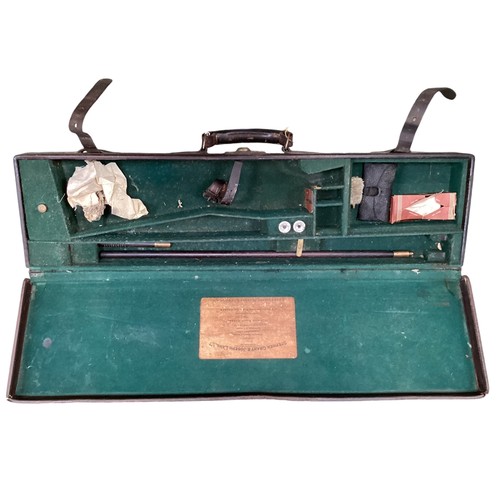 346 - Three gun cases and a cartridge belt:- a leather Stephen Grant & Joseph Lang, fitted interior and sn... 