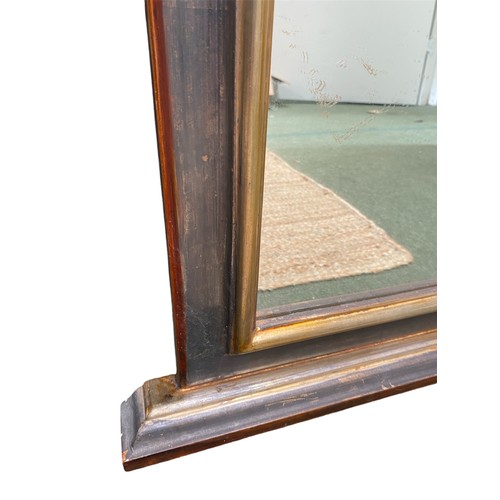 671 - A painted arched top over mantle mirror, 108 cm H