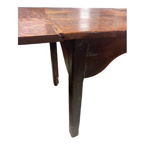 537 - Small antique oak oblong plank top kitchen/dining table with bread board ends 159 cm L x 67 cm W x 7... 