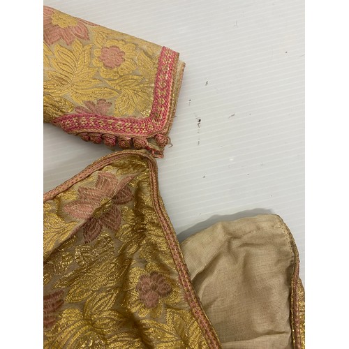 227 - A ornate gold coloured thread and pink trim  Kaftan, purchased in Marrakech in 1964, condition - som... 