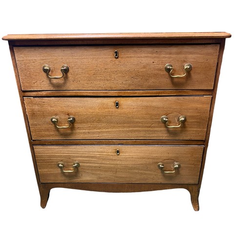 569 - Regency mahogany chest of three long drawers 85 cm W x 84 cm H x 51 cm D