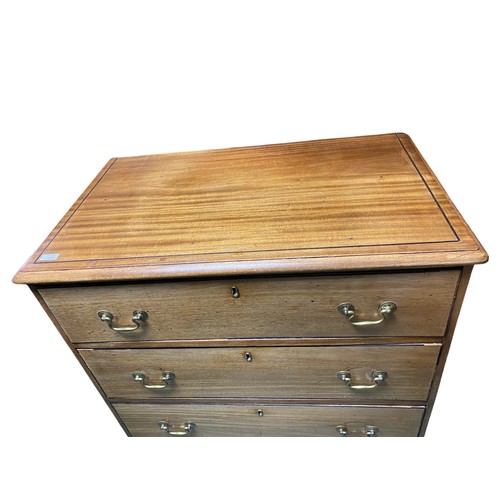 569 - Regency mahogany chest of three long drawers 85 cm W x 84 cm H x 51 cm D