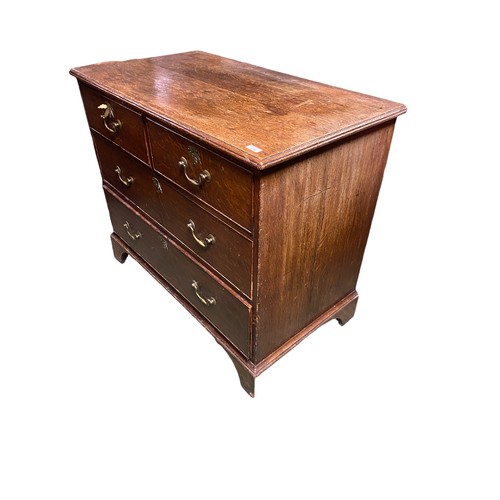 566 - Georgian oak chest of 2 short and 2 long drawers 95 cm W x 80 cm H x 53 cm D