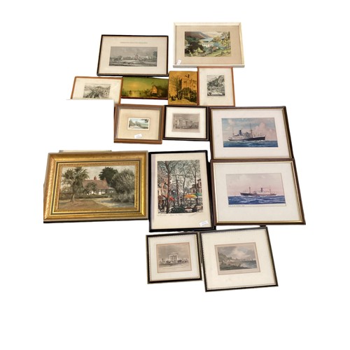 463 - A collection of pictures and prints to include to printed Dutch wood panels various framed watercolo... 