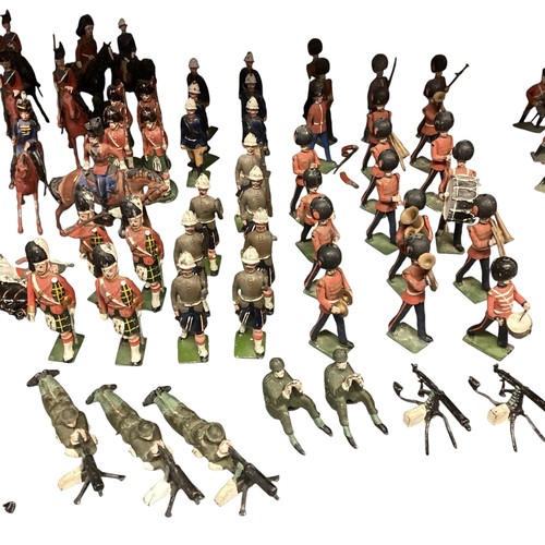 348 - A large collection of Britains and earlier hand painted lead toy soldiers, see all images. Some cond... 