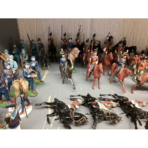 348 - A large collection of Britains and earlier hand painted lead toy soldiers, see all images. Some cond... 